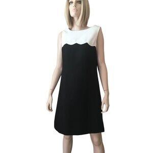 Tahari A. Levine Dress Sleeveless Scalloped Yoke Colour Block Shift
